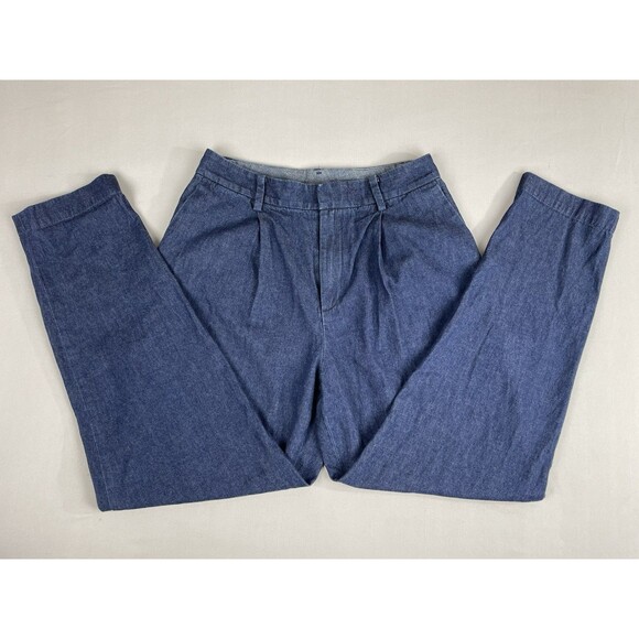 Uniqlo Denim Pleated Dress Pants Women’s Size 0 Dark Blue Cotton Trousers Casual - Picture 16 of 16